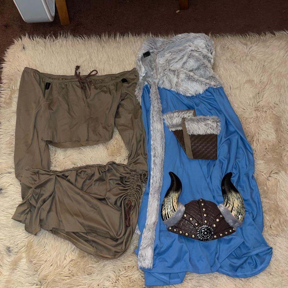 Viking Costume with Blue and Brown Accents